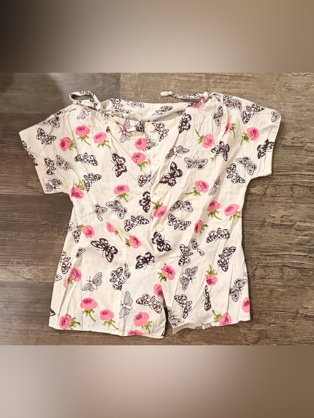 Handmade Button Down Butterfly Top Cotton